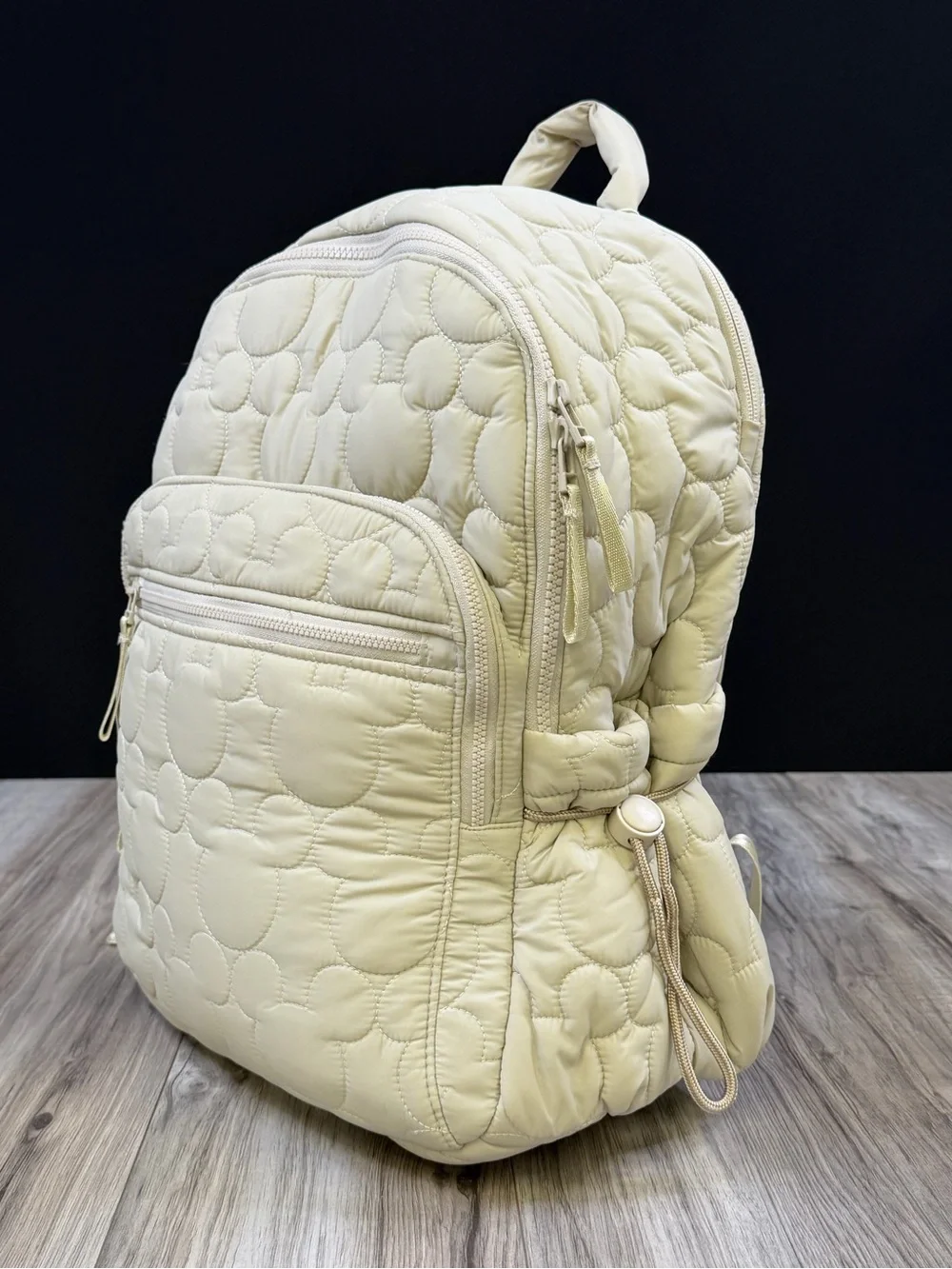 Vera Bradley Disney Bancroft Backpack Quilted Mickey Pumice Stone Beige NEW